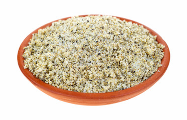 Small bowl filled with fajita seasoning