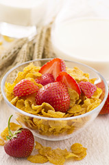Cornflakes mit Erdbeeren