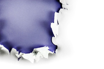 Purple paper hole. - obrazy, fototapety, plakaty