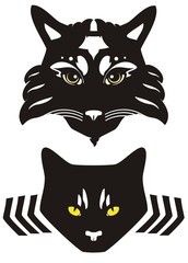 Black cat head with yellow eyes. Two options