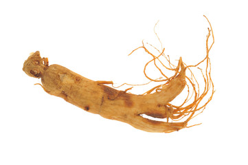 Dried Ginseng Roots Isolated On White Background