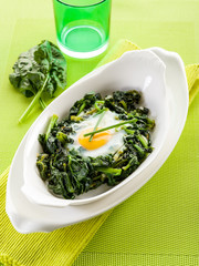 egg over boiled spinach