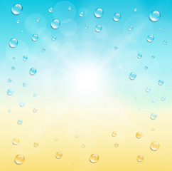 Sunny background with water drops.