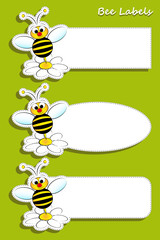 Set of labels with bee