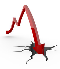 Arrow crashing through the ground