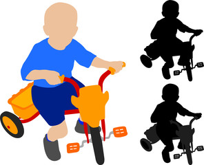 child riding tricycle