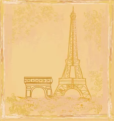 Papier Peint photo Lavable Illustration Paris carte Eiffel rétro vintage