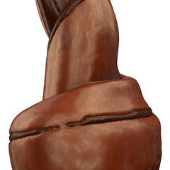 close-up view of flowing chocolate ice cream swirl
