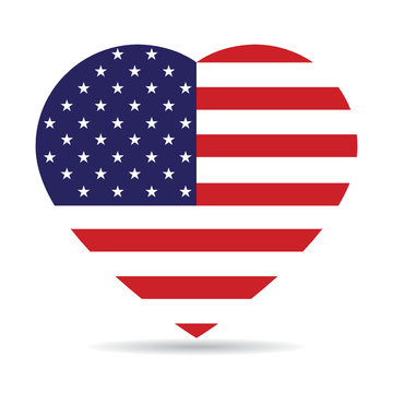 American flag in the form of heart