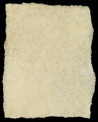 Obraz premium Vintage torn canvas art paper isolated on black.