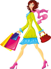elegant woman with shoopping bags