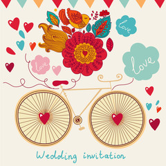 Wedding invitation. Flower pattern