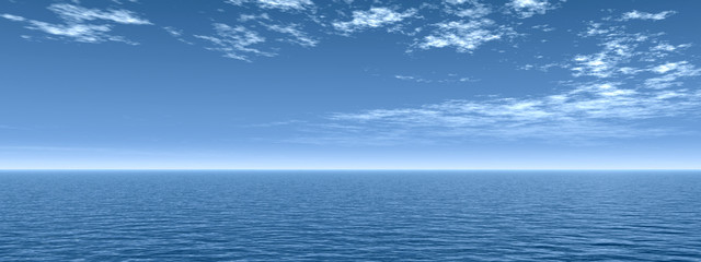 High resolution blue water and sky with clouds