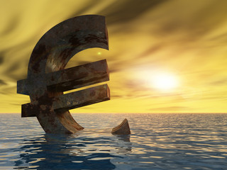 Fototapeta premium High resolution conceptual euro in water