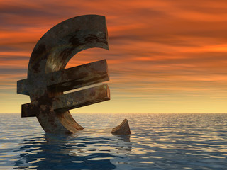 Fototapeta premium High resolution conceptual euro in water