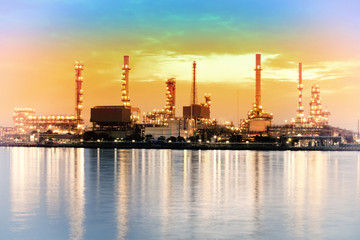 Landscape of river and oil refinery factory
