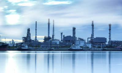 Fototapeta na wymiar Landscape of river and oil refinery factory