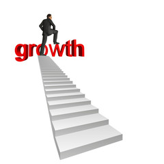 High resolution conceptual businessman in top of white stair