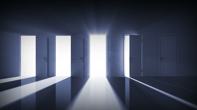 Doors opening. Right choice. Alpha mask. HD 1080.