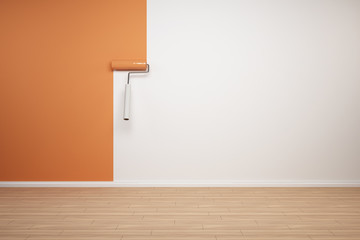 Wand wird orange gestrichen