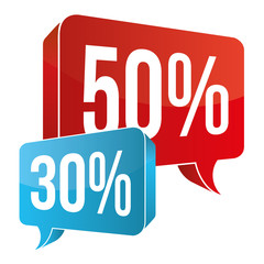 Red / Blue Speech Bubble - 50% / 30%