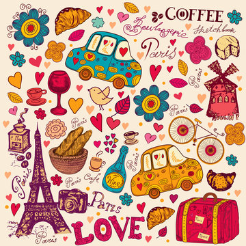 Vector set of Paris symbols