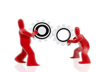 Figuras encajando engranajes