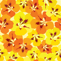 seamless pattern with red, orange and yellow flowers
