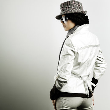 Fototapeta A photo of sexual beautiful girl is in fashion style