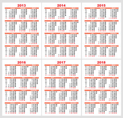 Set Calendar grid pocket vector