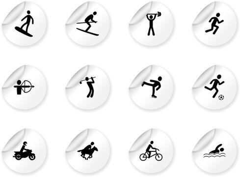 Stickers with games and sport icons
