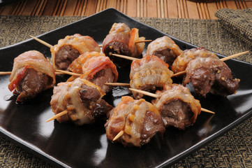 Sirloin tips wrapped in bacon