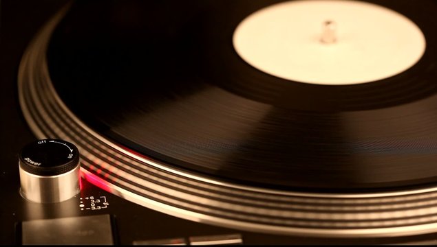 Spinning record on turntable, footage