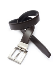 elegant leather belt on white