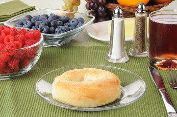 Fresh bagel with berries