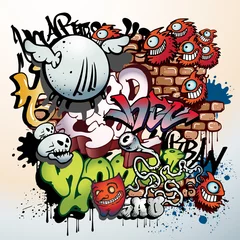 Deurstickers graffiti urban art elements © antipathique