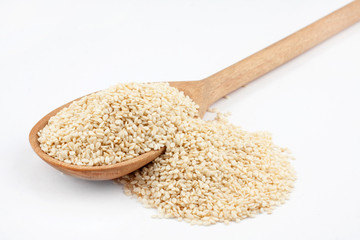 Wooden spoon with sesame seeds
