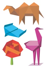 Papier Peint photo autocollant Animaux géométriques Modèles d& 39 origami colorés