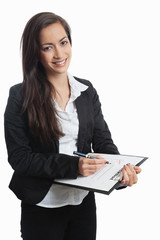 Asian Businesswoman with checklist vertical