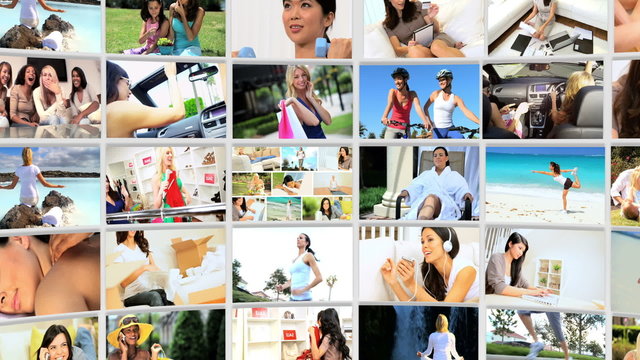 Montage 3D lifestyle video wall images female