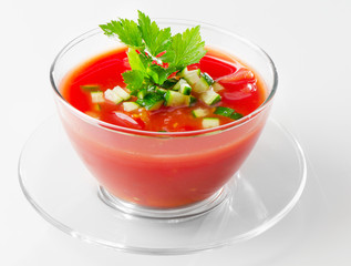 Cold Gazpacho soup in glass