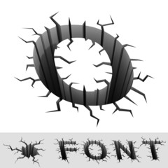 cracked font letter O