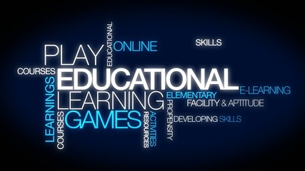 Educational learning games word tag cloud video
