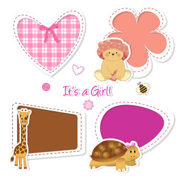 baby stickers - orsetta, giraffa, tartaruga, cuore
