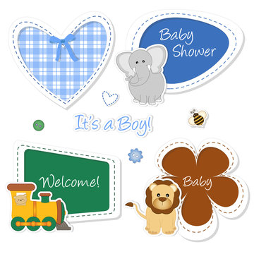 baby stickers - leone, elefante, trenino, cuore