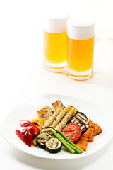 野菜グリルとビール