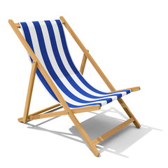 Deck-chair with blue and white stripe pattern