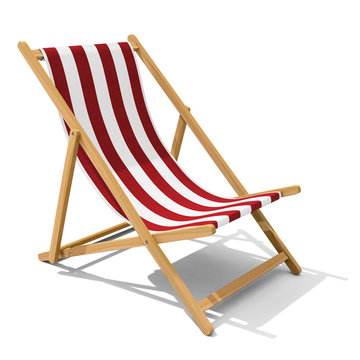 Deck-chair with red and white stripe pattern