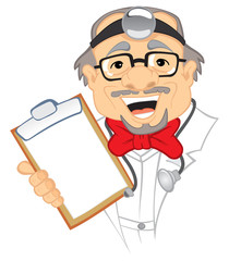 Old doctor in uniform with stethoscope