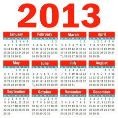 Calendar 2013.